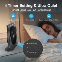 Oplaadbare boxventilator 20000 mAh - 25,4 cm stille en krachtige ventilator voor slaapkamer, keuken en kantoor — thumbnail 3