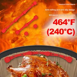 Zwarte vierkante airfryer magneethouder (verpakking van vier), hittebestendige samariumkobalt magneet, siliconen clip voor airfryer magneten. — thumbnail 2