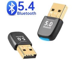Bluetooth 5.4 USB-adapter voor PC – Plug & Play met lage latentie. Compatibel met Windows 7/8.1/10/11 en geschikt voor laptops, desktops, headsets, toetsenborden en muizen.