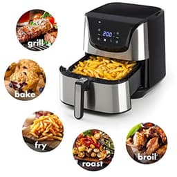 Zilverkleurige 5.4L heteluchtfriteuse met LCD-touchscreen en 8 programma's — thumbnail 2