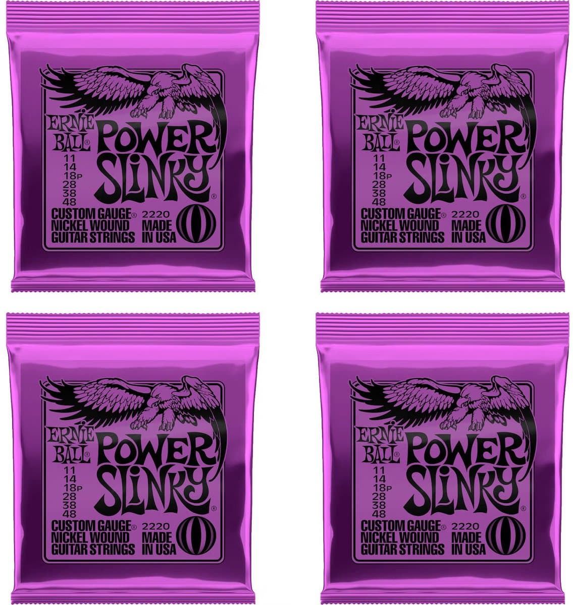 Ernie Ball 2220 Power Slinky snaren voor elektrische gitaar (4 sets) — afbeelding 1