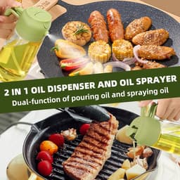 2 olievernevelaars voor het koken 16oz /470 ml olievernevelaars voor in de keuken, 2 in 1 olievernevelaar voor in de keuken, airfryer, salade, barbecue (ivoor, groen) — thumbnail 4