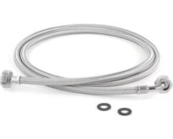 Aanvoerslang wasmachine droger RVS 2,0 m., recht 3/4 naar haaks 3/4