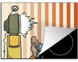 KitchenYeah® Inductie beschermer 57.6x51.6 cm - Een illustratie van een persoon die televisie kijkt - Kookplaataccessoires - Afdekplaat voor kookplaat - Inductiebeschermer - Inductiemat - Inductieplaat mat