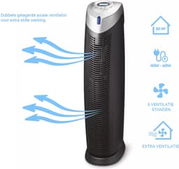 Progenion PR-940UV. Ventilatie Luchtreiniger met UV-C Technologie - HEPA H13 Filter - Actief Koolstoffilter - Ionisator - 7 Reinigingsstappen - Stille Werking - 5 Snelheden - Afstandsbediening — thumbnail 4