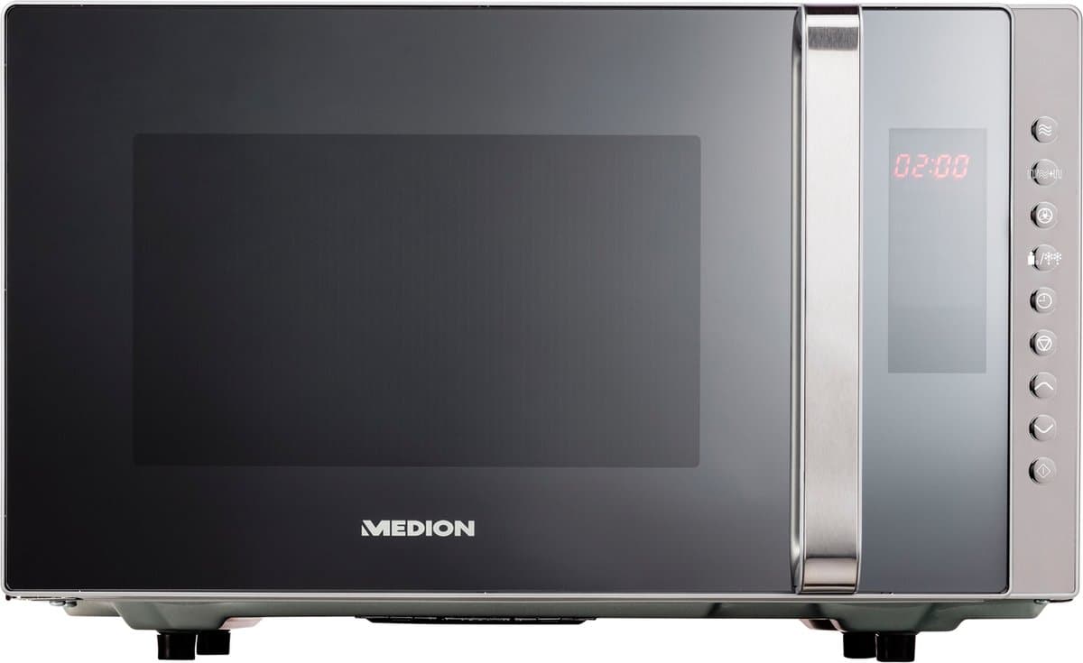 MEDION vrijstaande, 3-in-1 magnetron met grill- en heteluchtfunctie, 800 watt vermogen, 1200 watt bovengrill/heteluchtvermogen, 23L, MD17495, zilver — afbeelding 1