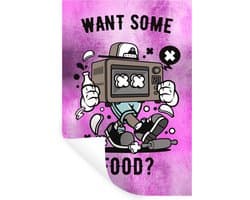 Muurstickers - Sticker Folie - Televisie - Paars - Vintage - 80x120 cm - Plakfolie - Muurstickers Kinderkamer - Zelfklevend Behang - Zelfklevend behangpapier - Stickerfolie