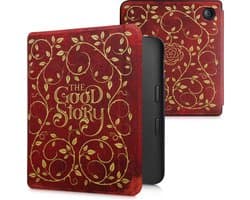 kwmobile e-reader hoesje geschikt voor Kobo Libra 2 hoes - E reader flip case met magnetische sluiting - Ereader cover - Sprookjesboek design in geel / oranje / rood