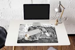 Muismat XXL 90x60 cm - Bureau onderlegger - Bureau mat Tijger - Boom - Zwart - Wit - Bureaumat - Gaming mousepad xl - Bureaulegger groot - Computer deskmat — thumbnail 4