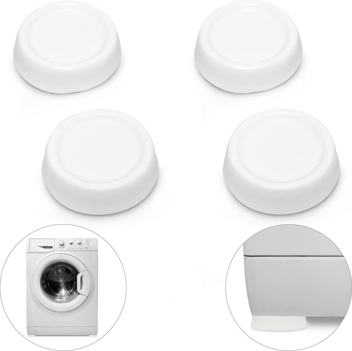 relaxdays - wasmachine trillingsdemper - set van 4 stuks - anti vibratie pads - trilling dempen - wit — afbeelding 1