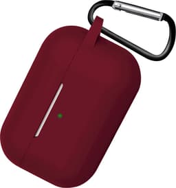 Hoesje - Geschikt voor Apple AirPods 3 - met Clip - Siliconen Hoes - Silicone Case Cover - Donkerrood — thumbnail 4