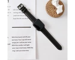 By Qubix - Geschikt voor Apple Watch bandje - Premium leather leer bandje - Zwart - Geschikt voor Apple Watch 38 mm / 40 mm / 41 mm / 42 mm - Smartwatch bandje - leren smartwatchbandje - Horlogebandje