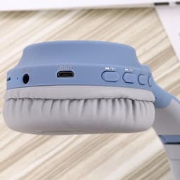 TDR- Draadloze Bluetooth koptelefoon - Over-Ear Koptelefoon voor Kinderen - Met Led Kat Oortjes - Bekend van TikTok - Grijsblauw — thumbnail 2