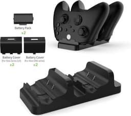 Oplaadstation voor de XBOX Series X/S & XBOX ONE X/S - Black Docking Station INCL. 2 Accu's & 2 Xbox One Kapjes & 2 Xbox Series Kapjes — thumbnail 4