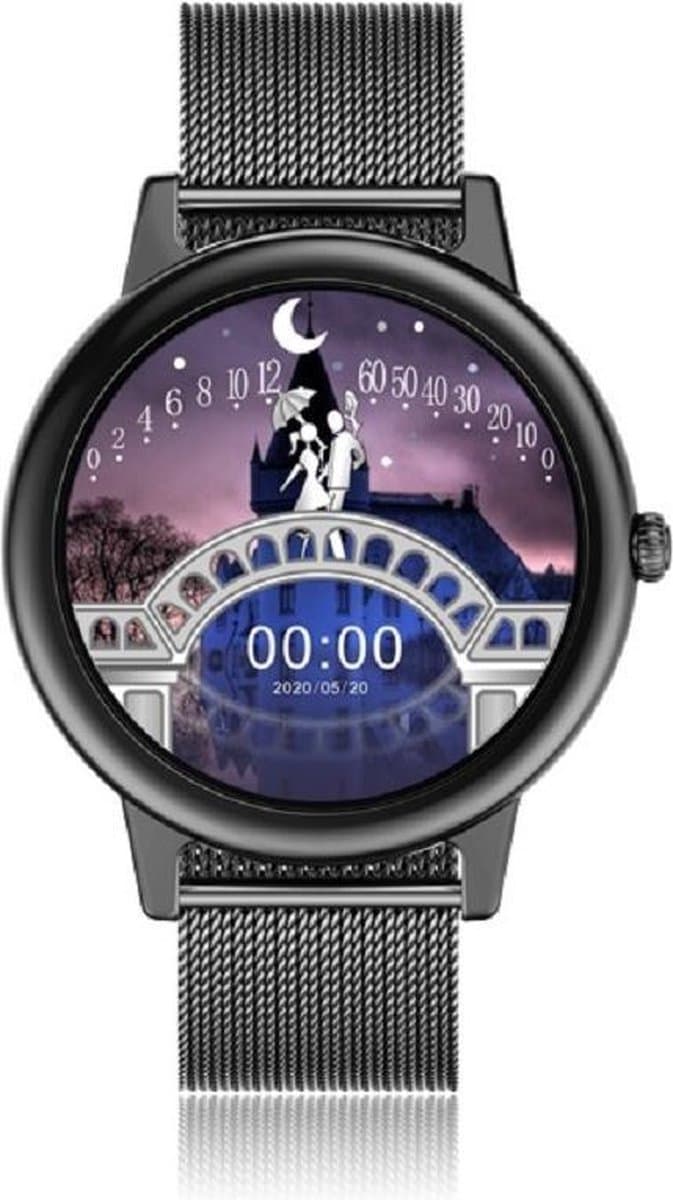 Darenci Smartwatch Feather Pro - Smartwatch dames - Smartwatch heren - Activity Tracker - Touchscreen - Stalen band - Dames - Heren - Horloge - Stappenteller - Bloeddrukmeter - Verbrande calorieën - Zwart - Spatwaterdicht — afbeelding 1