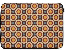 Laptophoes 13 inch - Retro - Vintage - Design - Cirkel - Laptop sleeve - Binnenmaat 32x22,5 cm - Zwarte achterkant