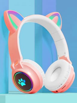 Kinder Koptelefoon-Draadloze Hoofdtelefoon-Bluetooth Koptelefoon Kinderen Met Kattenoortjes-Kinder Hoofdtelefoon Over Ear — thumbnail 4