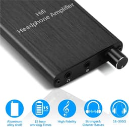 NÖRDIC SGM-186 Draagbare Hifi hoofdtelefoonversterker - AUX 3.5mm versterker - 16-300Ohm - Geschikt voor telefoons, MP3, MP4 en mediaspelers - Zwart — thumbnail 4
