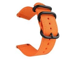 DrPhone SWB1 - Smart Watch Bandje - Roestvrij Staal Gesp - Nylon - 20mm - Oranje