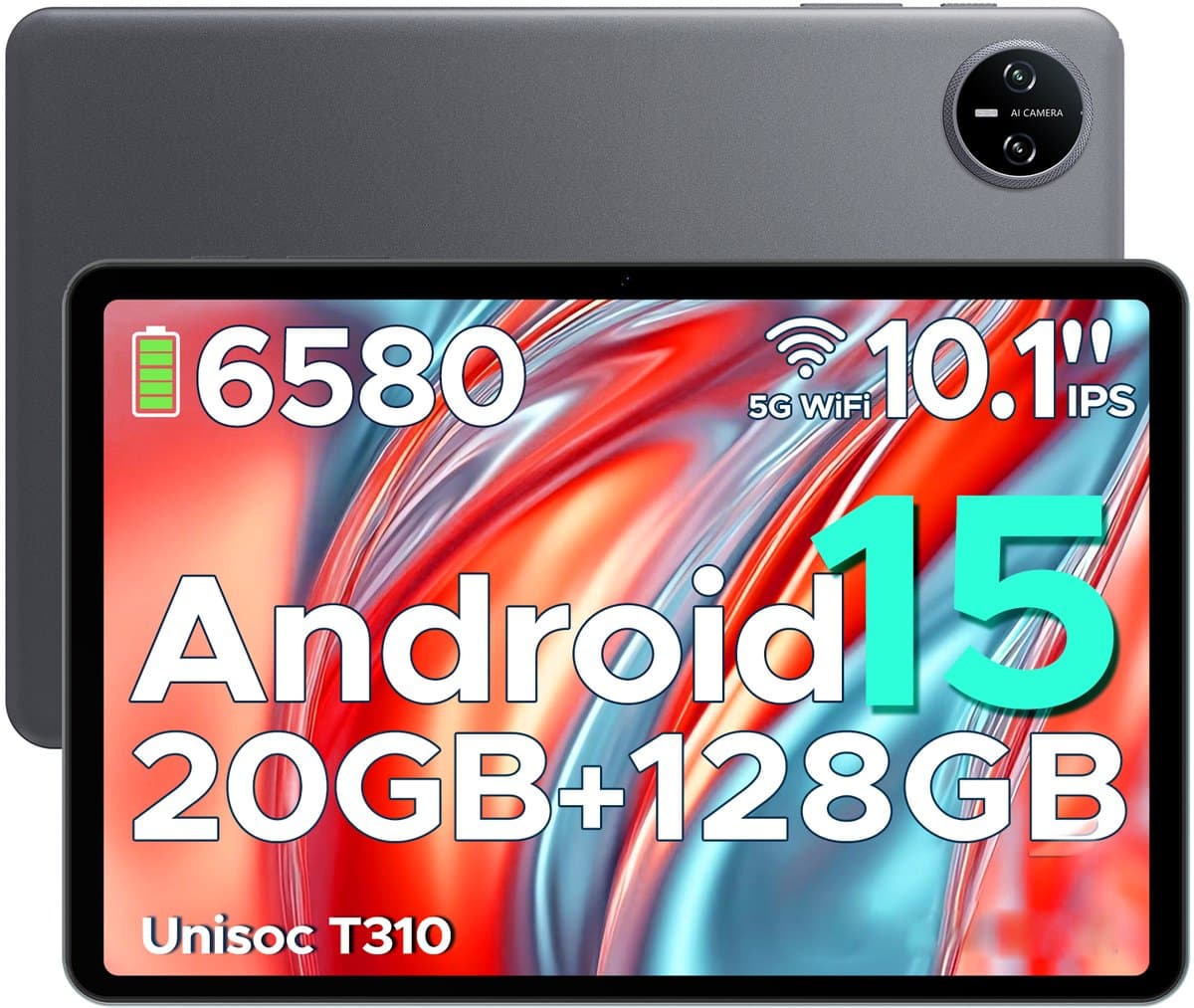 DOOGEE Tab A9 Pro -Tablet-Android 15- 10,1 inch HD IPS -24GB ROM+128GB ROM（2TB TF）-BT5.0-6580mAh/18W-Dubbele luidsprekers-Face ID-5G Wi-Fi-A GPS-GPS-Grijs — afbeelding 1