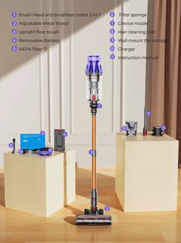 Studio Lyma Steelstofzuiger - Stofzuiger draadloos - 500W - 50KPA zuigkracht - Tot 60 min werktijd - LED display - Geavanceerd filtersysteem — thumbnail 5