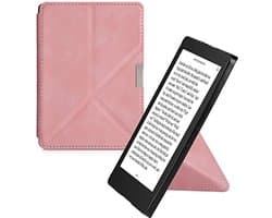 E-Reader Hoes Geschikt voor Kobo Aura Edition 2 - Met Kickstand - Leren Ereader Cover - Donkerroze
