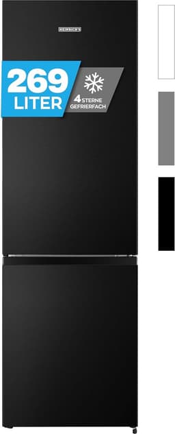 Heinrich´s HKS 3491 Koel- en vriescombinatie 269 liter - XXL - koelvolume 198 l, vriesvak 71 l - stil 39 dB - energieklasse D - Zwart RVS — thumbnail 1