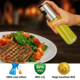 Darenci Oliesprayer RVS – 100ml Olieverstuiver & Oliespuit – Olijfolie Spray voor Koken, BBQ, Airfryer, Salades – Navulbare Oliespray Fles – Inclusief Trechter & Schoonmaakborstel — thumbnail 5