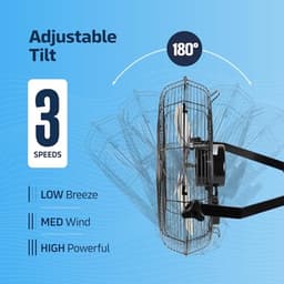 Industriële hogesnelheids wandventilator 4600 CFM - Krachtige 3-snelheden met 360 graden instelbaar — thumbnail 3
