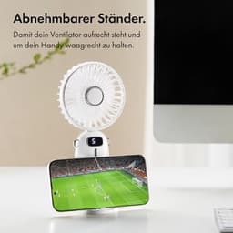 Draagbare Oplaadbare Mini Nekventilator met 5 Snelheden en Telefoonhouder - USB Ventilator voor Thuis, Kantoor en Reizen — thumbnail 5