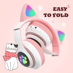 Je Huis Kinder Bluetooth Hoofdtelefoon Kattenoortjes LED Flitslamp Draadloos Stereo Met Microfoon TF-kaart Ondersteuning Opvouwbaar Verjaardagscadeau — thumbnail 3