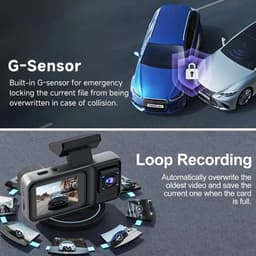 Dashcam met Dubbele Lens – 1080p Full HD, Nachtzicht, Bewegingsdetectie & Parkeerbewaking – Inclusief 32GB Geheugenkaart — thumbnail 3