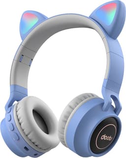 Kinder hoofdtelefoon DOBI by doobs - Draadloze koptelefoon Bluetooth met led kattenoortjes licht blauw - KIDS - VOLUME BEGRENZING - 85DB — thumbnail 2