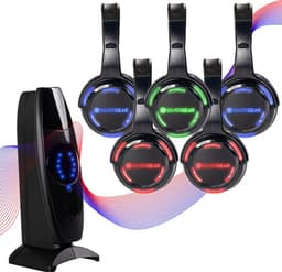 Silent Disco Set Met 5 Koptelefoons - Complete DJ Set voor Ultieme Feestervaring - Verlichte Discolamp - Draadloos — thumbnail 1
