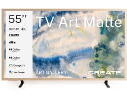 CREATE - QLED 4K 55" Smart TV met antireflectiescherm en kunstgalerij, Licht hout - TV ART MATTE