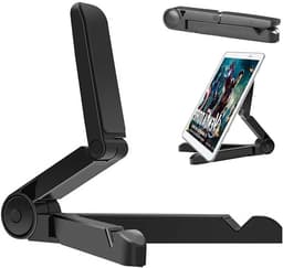 Crrynuo-Verstelbare -tabletstandaard - voor iPad-Samsung Galaxy en Kindle Fire-tablets - Draagbare tabletstandaard - Bureautelefoonhouder voor iPhone-Samsung (zwart) — thumbnail 1