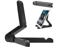 Crrynuo-Verstelbare -tabletstandaard - voor iPad-Samsung Galaxy en Kindle Fire-tablets - Draagbare tabletstandaard - Bureautelefoonhouder voor iPhone-Samsung (zwart)