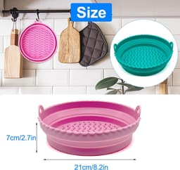 2 Air Fryer Siliconen potten, grote maten, opvouwbare luchtfriteuse accessoires, anti-aanbaklaag, universele airfryer, basket, voor oven, magnetron, cakevorm, stoompan — thumbnail 4