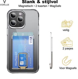 Compatible MagSafe Kaarthouder met Telefoonstand – Transparante Magnetische Pasjeshouder – Geschikt voor iPhone 12/13/14/15/16/17 Air/Pro/Max/Plus - Voor 2 Pasjes Gouden klep — thumbnail 4