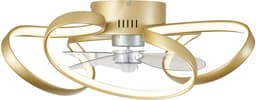 QAZQA mandy - Dimbare LED Plafondventilator met Verlichting | Lamp en Afstandsbediening - 1 lichts - Ø 60 cm - Messing - Woonkamer | Slaapkamer | Keuken — thumbnail 1
