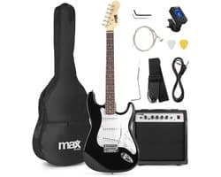 Elektrische gitaar met gitaar versterker - MAX Gigkit - 4/4 - Perfect voor beginners - incl. gitaar stemapparaat, gitaartas en plectrum - Zwart