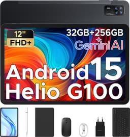 Tablet met Doogee Tab E3 Toetsenbord+ Android 15 Batterij 8800 mAh 12 "FHD+ 90Hz 32 GB+ 256 GB, Helio G100 Octa-Core Sim Face ID,Zwart — thumbnail 1