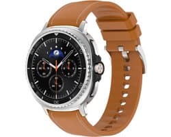 Stravo Hybride siliconen-lederen horlogebandje – Geschikt voor Samsung Galaxy Watch 8 40mm / Samsung Galaxy Watch 8 44mm / Galaxy Watch 8 Classic 46mm – Siliconen bandje met leren afwerking voor Samsung smartwatches - Leer - Bruin