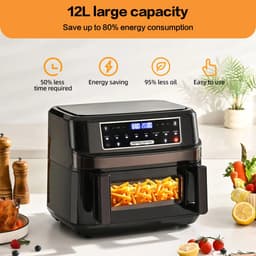 Studio Lyma Airfryer XXL - 12 liter - Instelbaar één of twee kookvakken - Dual zone technologie - 8 programma's - Met verlichting — thumbnail 5