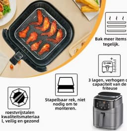3-laags Roestvrijstalen Airfryer Accessoireset - Stapelbaar, Vaatwasserbestendig voor Ovens & Frituurpotten, Perfect voor Gezond Vakantie Bakken — thumbnail 10