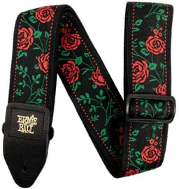 Ernie Ball Classic Jacquard - Gitaarriem - Spanish Rose - Polypropeen - Leren Uiteinden - Zwarte Delrin Gesp - Verstelbaar 104-182 cm - Breedte 5 cm — thumbnail 2
