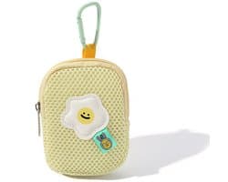 Opbergtas - Schattig gaas - Bloemen - Sleutelhanger portemonnee - Koptelefoon tas - Hanger opbergtas - Multifunctioneel - Geel