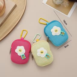 Opbergtas - Schattig gaas - Bloemen - Sleutelhanger portemonnee - Koptelefoon tas - Hanger opbergtas - Multifunctioneel - Geel — thumbnail 4