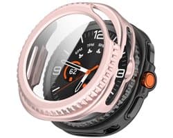 Hoesje met Ingebouwde Tempered Glass Geschikt voor Samsung Galaxy Watch 8 Classic - Smartwatch Hoes met Screen Protector - Hard Plastic Bumper Case - Roze