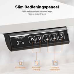 SENSE7 NOJO LIGHT - Zit Sta Bureau - 140 cm x 70 cm - Elektrisch bureau - Verstelbare bureau - Elektrische Hoogteverstelling - Hoogte 72-118 cm - Intelligent Bedieningspaneel - Wit — thumbnail 8